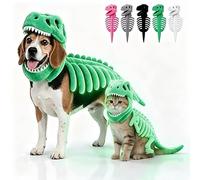 Costume de dinosaure pour chien et chat - Costume de squelette de dinosaure | Costume d'Halloween pour chien avec muselière, costume amusant de tête de monstre pour animaux de compagnie pour animaux de
