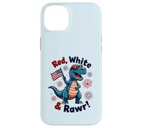 Costume de dinosaure rouge blanc et brut, drapeau des États-Unis, 4 juillet Coque pour iPhone 14 Plus