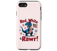 Costume de dinosaure rouge blanc et brut, drapeau des États-Unis, 4 juillet Coque pour iPhone SE (2020) / 7 / 8