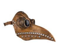 Costume de doctorat de la peste, Masque Doctor Plague, Costume Nez Long du Latex Steampunk, Masque d'halloween réglable pour la fête Cosplay d'halloween, Brown + Silver!
