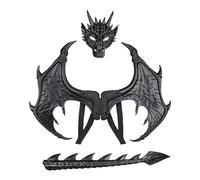 Costume de dragon pour enfant - Costume d'Halloween - Adorable costume de dragon de feu ailé - Ensemble de costume confortable pour mascarade, cosplay, carnaval, spectacle scolaire, pièce de scène