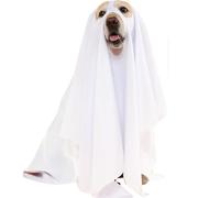 Costume de fantôme de Chien Adorable drôle Blanc Chien Cape Polyester Costume d'halloween 27, 6 Pouces pour la fête, Le Tour ou Le régal, Halloween 2025