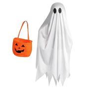 Costume de fantôme d'Halloween - Cape effrayante pour - Déguisement avec des sacs de citrouille sucrés ou acides pour les filles