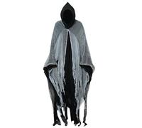 Costume de fantôme d'Halloween pour adultes et enfants - Cape effrayante avec capuche idéale pour le cosplay, le carnaval et les fêtes effrayantes en tant que faucheuse, zombie ou vampire