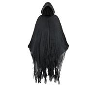Costume de fantôme d'Halloween pour adultes et enfants - Cape effrayante avec capuche idéale pour le cosplay, le carnaval et les fêtes effrayantes en tant que faucheuse, zombie ou vampire