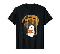 Costume de fantôme Mignon lisant sur Une balançoire pour Halloween T-Shirt