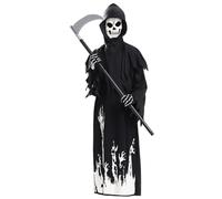 Costume de Faucheuse, déguisement d'halloween Lumineux et Effrayant, avec Gants et Faucille, Tenues de Cosplay pour Adultes, Femmes Hommes, Costume Ghostface, Costumes effrayants