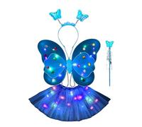 Costume de fée pour fille | Costume de princesse pour fille avec bandeau, comprend une baguette magique LED Butterfly Fairy Wings et un bandeau de fête