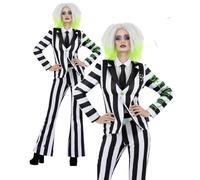 Costume De Femme Beetlejuice Pour Adultes Halloween Robe Fantaisie Officielle
