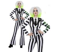 Costume De Femme Beetlejuice Pour Adultes Halloween Robe Fantaisie Officielle