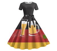 Costume de femme de ménage - Robe à manches courtes - Longueur genou - Rétro - Évasée - Swing - Robe de bal formel - Robe de cocktail vintage pour femme, rouge, XXL