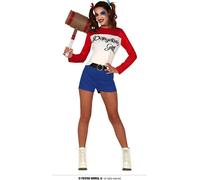 Costume de femme rebelle fille dangereuse blanc-bleu-rouge S (34-36)