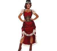 Costume de femme steampunk séduisant pour le carnaval rouge-brun-blanc L (42-44)