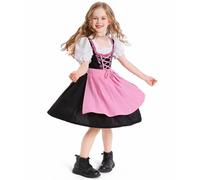 Costume de fête de la bière pour fille - Dirndl allemand - Robe vichy - Robe de soubrette bavaroise pour carnaval - Costume d'Halloween, rose, 4-6 ans