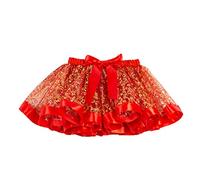 Costume de fête de Noël pour enfant - Jupe en tulle - Jupe de ballet - Short sous robe pour fille, rouge, 5-8 ans