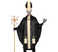 Costume De Fête Du Pape Sombre D'Halloween Adulte Tenue De Pontife Noire Neuf