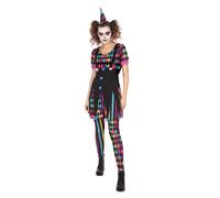 Costume De Fête Femme Clown Harlequin Multicolore