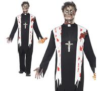 Costume De Fête Pour Adulte Vicaire Zombie Prêtre Mort-Vivant Halloween