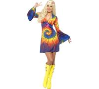 Costume De Fête Pour Femmes Adultes Mini Rétro Hippy Années 1960