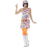Costume De Fête Pour Femmes Adultes Mini Rétro Hippy Années 1960