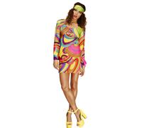 Costume De Fête Pour Femmes Adultes Mini Rétro Hippy Années 1960
