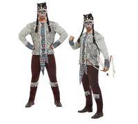 Costume De Fête Pour Homme Guerrier Zulu Esprit Sombre Indien Halloween