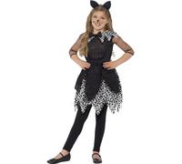 Costume De Fille Chat Noir Tabby D'Halloween Robe Fantaisie Tenue Pour Enfants