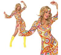 Costume De Fille Hippy Des Années 60 70 Psychedelique Tenue De Fête UK 8 - 18