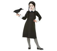 Costume De Fille Mercredi Enfant Halloween Addams Tenue Fantaisie Âge 4-12