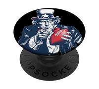 Costume de Football américain Cool avec Sam pour Les Fans de Sports patriotiques PopSockets PopGrip Adhésif