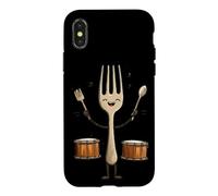 Costume de Fourchette à Bascule avec Tambour Coque pour iPhone X/XS