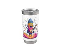 Costume de fusée multicolore avec graphique de guitare Gobelet isotherme en acier inoxydable double paroi