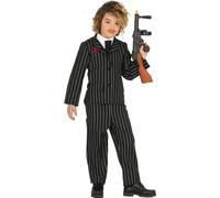 Costume de gangster de la mafia pour enfants noir-blanc 5 à 6 ans (110-115 cm)