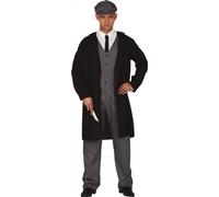 Costume de gangster des années 20 pour homme noir-gris