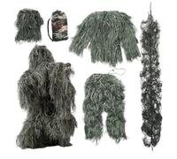 Costume de ghillie, 5pcs / ensemble de gorilles légers, costume Gilly Comfortale, vêtements chasse au camouflage 3D, vêtements chasse au camouflage, ghillie classique pour enfants adultes jeune
