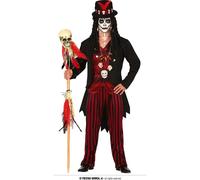 Costume de grand prêtre vaudou pour hommes Halloween noir-rouge