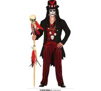 Costume de grand prêtre vaudou pour hommes Halloween noir-rouge
