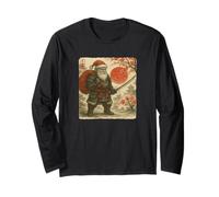 Costume de Guerrier Japonais du Père Noël Samouraï Sumi-e Art drôle Manche Longue