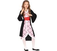 Costume de guerrier ninja Fantasy combattant Anime Costume enfant Carnaval Héros vêtements monde féerique Samouraï, Taille : 110/116 Couleur : Rose