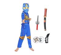 Costume de guerrier ninja pour garçon avec masque d'armes et accessoires (bleu, 110)
