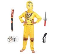 Costume de guerrier Ninja pour garçon avec masque d'armes et accessoires (jaune, 120)