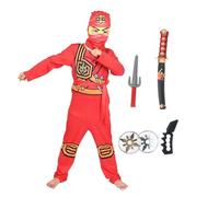 Costume de guerrier Ninja pour garçon avec masque d'armes et accessoires (rouge, 110)