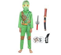 Costume de guerrier Ninja pour garçon avec masque d'armes et accessoires (vert, 130)