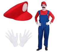 Costume de Héros d'enfance pour Adulte, Ensemble casquette et gants Super Brothers, Costume de Cosplay, Bonnet, Gants, Garçon Fille Déguisement de Plombier, Carnaval pour Adulte, Enfant, Adolescent