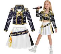 Costume de Idol Group pour enfants, costume de scène imprimé étoiles de chasse pour filles, tenues de performance 3 pièces pour cosplay, tenues de chasseurs d'anime pour filles, costumes d'Halloween