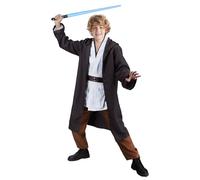 Costume de Jedi pour enfant avec Lightsaber bleu Obi Wan Kenobi Tunique Manteau à capuche Tenue Cape à capuche Médiévale Hoodies Jedi Robe Halloween Carnaval Cosplay Set pour enfant FR025S