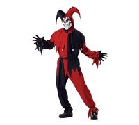 Costume De Jester Maléfique Rouge Et Noir Pour Adulte
