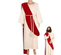 Costume de Jésus-Christ, costume de Jésus adulte, costume de costume de Jésus blanc - costumes de cosplay de Jésus, robe de Jésus d'Halloween, tissu de peau pour la fête de cosplay, Halloween un l