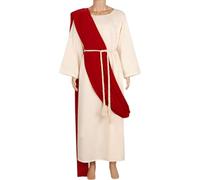 Costume De Jésus-Christ - Flanelle Lin Tailles Multiples | Robe De Berger Avec Bâton, CostumS Jésus Doux Sur La Cuir, Robe Cosplay Biblique Pour Adultes | Pour Halloween, Fête De Costume Et Événements