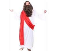 Costume de Jésus Christ - XL - Robe blanche avec écharpe rouge - Costume amusant pour homme